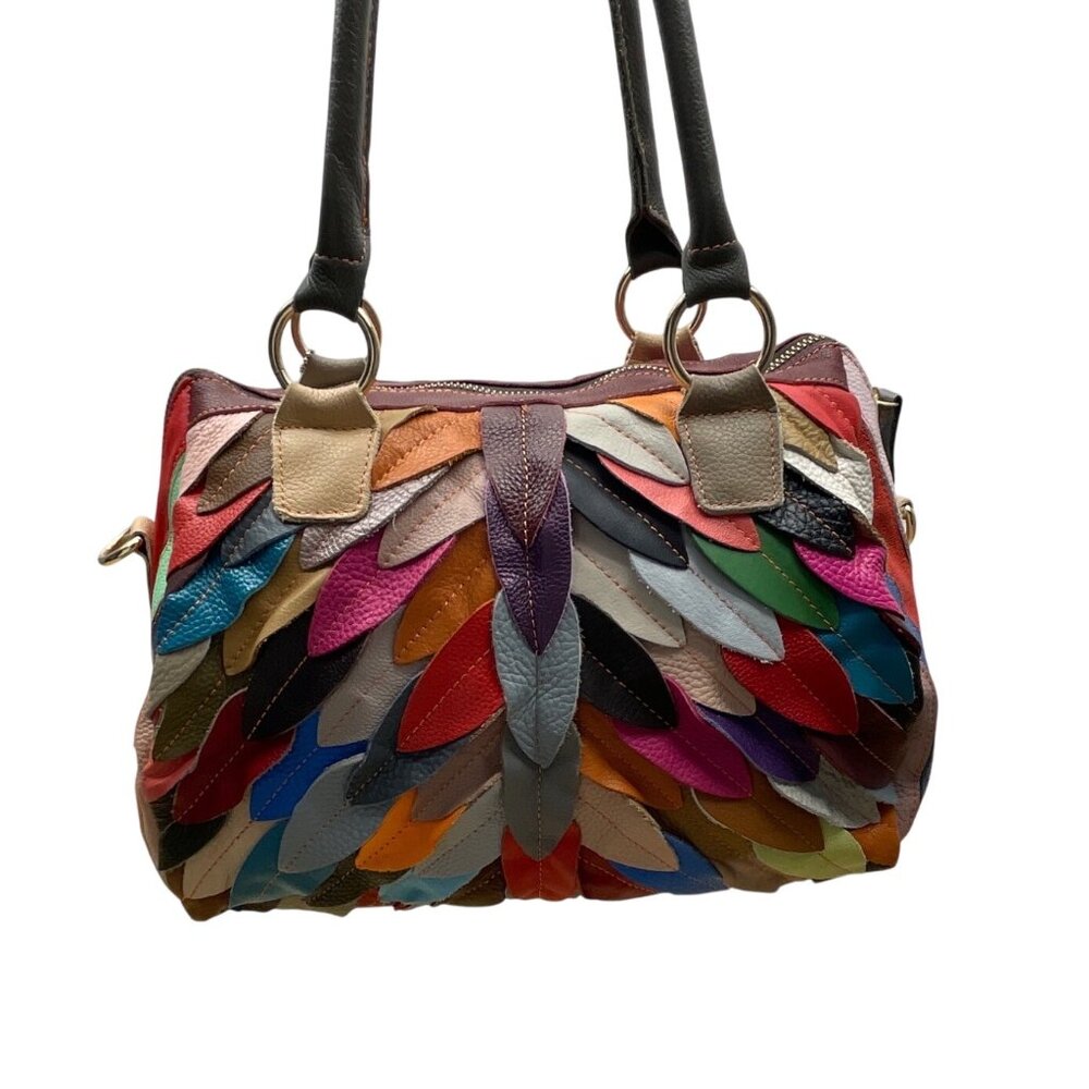 Handcrafted Multicolored Leather Patchwork With D… - image 4